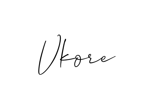 Use a signature maker to create a handwritten signature online. With this signature software, you can design (Allison_Script) your own signature for name Vkore. Vkore signature style 2 images and pictures png