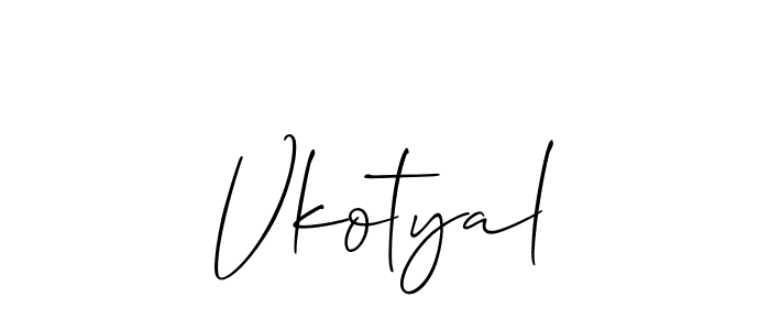 Create a beautiful signature design for name Vkotyal. With this signature (Allison_Script) fonts, you can make a handwritten signature for free. Vkotyal signature style 2 images and pictures png