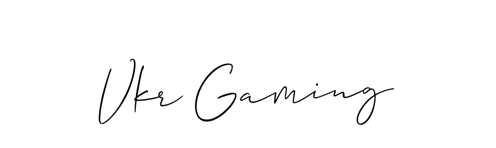 Also we have Vkr Gaming name is the best signature style. Create professional handwritten signature collection using Allison_Script autograph style. Vkr Gaming signature style 2 images and pictures png