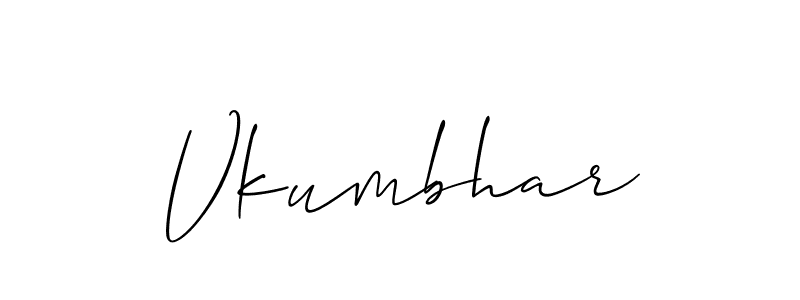 Make a beautiful signature design for name Vkumbhar. With this signature (Allison_Script) style, you can create a handwritten signature for free. Vkumbhar signature style 2 images and pictures png