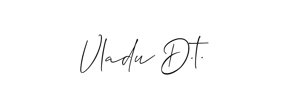 The best way (Allison_Script) to make a short signature is to pick only two or three words in your name. The name Vladu D.t. include a total of six letters. For converting this name. Vladu D.t. signature style 2 images and pictures png