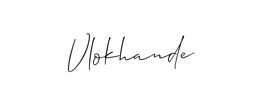 Make a beautiful signature design for name Vlokhande. With this signature (Allison_Script) style, you can create a handwritten signature for free. Vlokhande signature style 2 images and pictures png