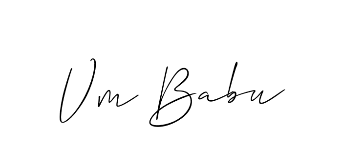How to Draw Vm Babu signature style? Allison_Script is a latest design signature styles for name Vm Babu. Vm Babu signature style 2 images and pictures png