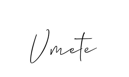 It looks lik you need a new signature style for name Vmete. Design unique handwritten (Allison_Script) signature with our free signature maker in just a few clicks. Vmete signature style 2 images and pictures png