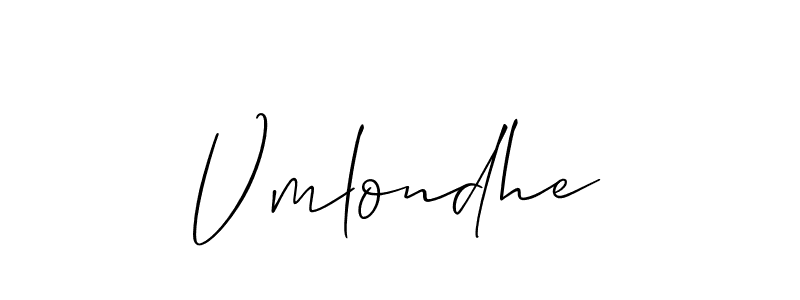 Make a beautiful signature design for name Vmlondhe. With this signature (Allison_Script) style, you can create a handwritten signature for free. Vmlondhe signature style 2 images and pictures png