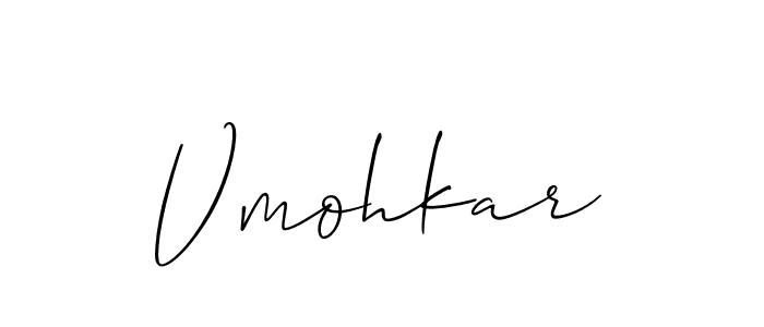 Make a beautiful signature design for name Vmohkar. With this signature (Allison_Script) style, you can create a handwritten signature for free. Vmohkar signature style 2 images and pictures png