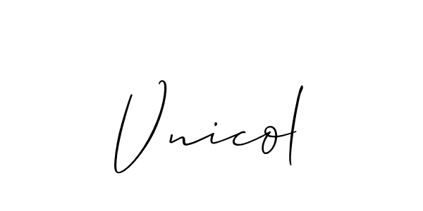 Create a beautiful signature design for name Vnicol. With this signature (Allison_Script) fonts, you can make a handwritten signature for free. Vnicol signature style 2 images and pictures png