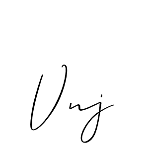 The best way (Allison_Script) to make a short signature is to pick only two or three words in your name. The name Vnj include a total of six letters. For converting this name. Vnj signature style 2 images and pictures png