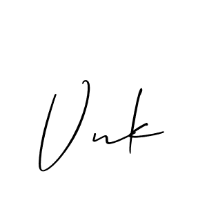 The best way (Allison_Script) to make a short signature is to pick only two or three words in your name. The name Vnk include a total of six letters. For converting this name. Vnk signature style 2 images and pictures png