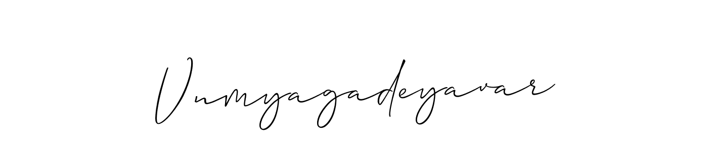 How to make Vnmyagadeyavar signature? Allison_Script is a professional autograph style. Create handwritten signature for Vnmyagadeyavar name. Vnmyagadeyavar signature style 2 images and pictures png
