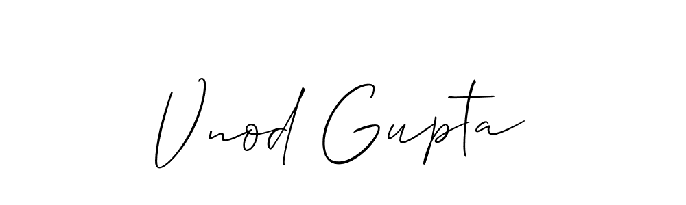 Create a beautiful signature design for name Vnod Gupta. With this signature (Allison_Script) fonts, you can make a handwritten signature for free. Vnod Gupta signature style 2 images and pictures png