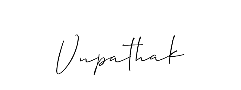 Create a beautiful signature design for name Vnpathak. With this signature (Allison_Script) fonts, you can make a handwritten signature for free. Vnpathak signature style 2 images and pictures png