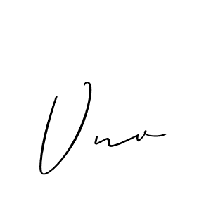 Create a beautiful signature design for name Vnv. With this signature (Allison_Script) fonts, you can make a handwritten signature for free. Vnv signature style 2 images and pictures png