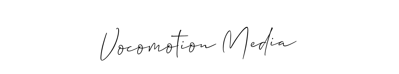 The best way (Allison_Script) to make a short signature is to pick only two or three words in your name. The name Vocomotion Media include a total of six letters. For converting this name. Vocomotion Media signature style 2 images and pictures png