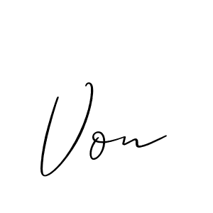 Use a signature maker to create a handwritten signature online. With this signature software, you can design (Allison_Script) your own signature for name Von. Von signature style 2 images and pictures png