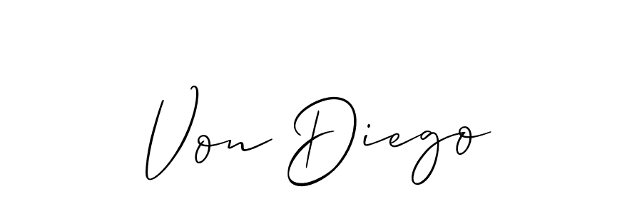 Also You can easily find your signature by using the search form. We will create Von Diego name handwritten signature images for you free of cost using Allison_Script sign style. Von Diego signature style 2 images and pictures png