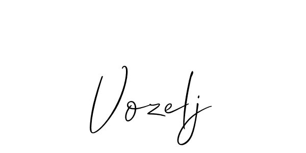 Also You can easily find your signature by using the search form. We will create Vozelj name handwritten signature images for you free of cost using Allison_Script sign style. Vozelj signature style 2 images and pictures png