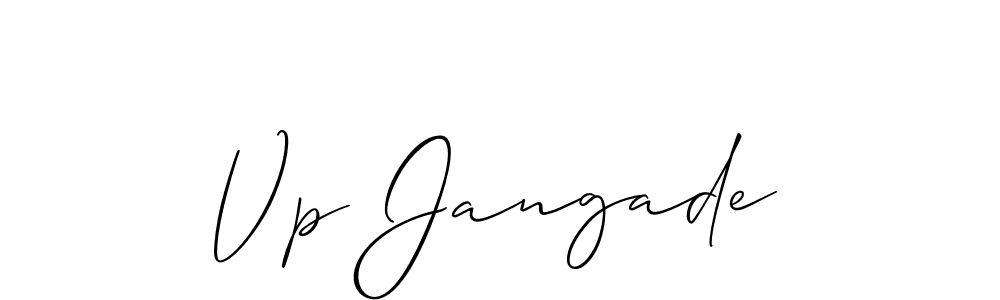 How to make Vp Jangade name signature. Use Allison_Script style for creating short signs online. This is the latest handwritten sign. Vp Jangade signature style 2 images and pictures png