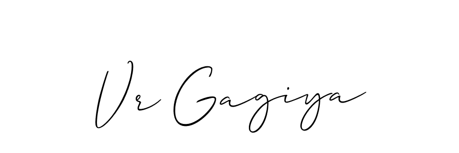 if you are searching for the best signature style for your name Vr Gagiya. so please give up your signature search. here we have designed multiple signature styles  using Allison_Script. Vr Gagiya signature style 2 images and pictures png