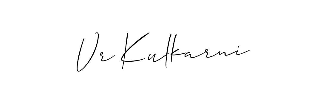 Similarly Allison_Script is the best handwritten signature design. Signature creator online .You can use it as an online autograph creator for name Vr Kulkarni. Vr Kulkarni signature style 2 images and pictures png