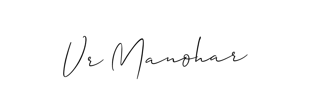 The best way (Allison_Script) to make a short signature is to pick only two or three words in your name. The name Vr Manohar include a total of six letters. For converting this name. Vr Manohar signature style 2 images and pictures png