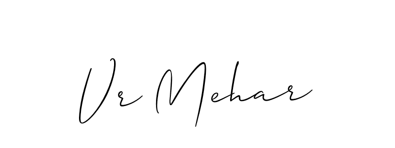 How to Draw Vr Mehar signature style? Allison_Script is a latest design signature styles for name Vr Mehar. Vr Mehar signature style 2 images and pictures png