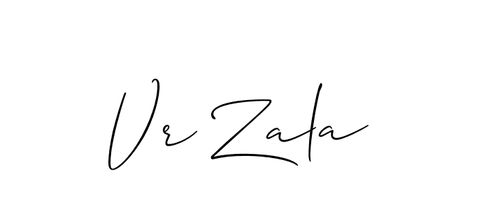 How to make Vr Zala name signature. Use Allison_Script style for creating short signs online. This is the latest handwritten sign. Vr Zala signature style 2 images and pictures png