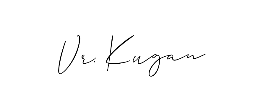 Allison_Script is a professional signature style that is perfect for those who want to add a touch of class to their signature. It is also a great choice for those who want to make their signature more unique. Get Vr. Kugan name to fancy signature for free. Vr. Kugan signature style 2 images and pictures png