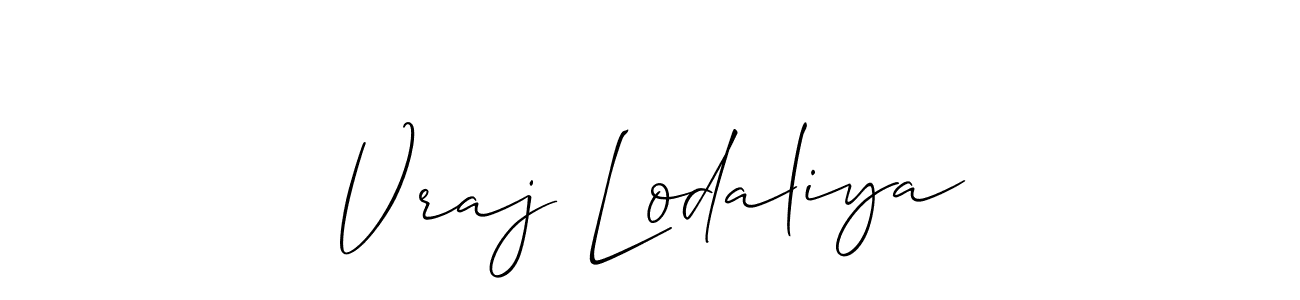 You should practise on your own different ways (Allison_Script) to write your name (Vraj Lodaliya) in signature. don't let someone else do it for you. Vraj Lodaliya signature style 2 images and pictures png