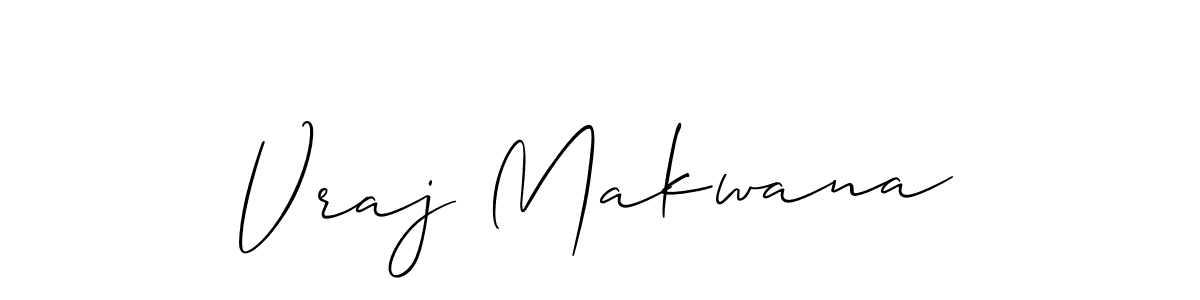 It looks lik you need a new signature style for name Vraj Makwana. Design unique handwritten (Allison_Script) signature with our free signature maker in just a few clicks. Vraj Makwana signature style 2 images and pictures png