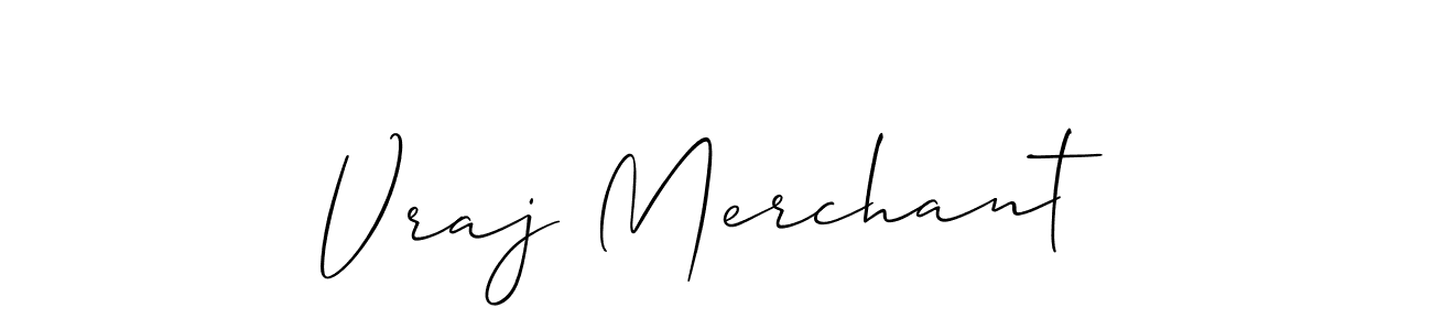 Use a signature maker to create a handwritten signature online. With this signature software, you can design (Allison_Script) your own signature for name Vraj Merchant. Vraj Merchant signature style 2 images and pictures png
