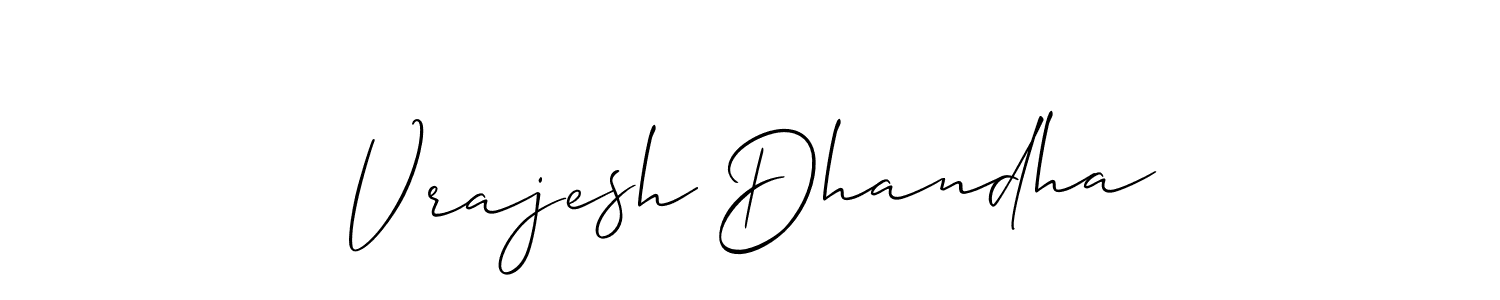 Make a beautiful signature design for name Vrajesh Dhandha. With this signature (Allison_Script) style, you can create a handwritten signature for free. Vrajesh Dhandha signature style 2 images and pictures png