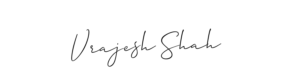 The best way (Allison_Script) to make a short signature is to pick only two or three words in your name. The name Vrajesh Shah include a total of six letters. For converting this name. Vrajesh Shah signature style 2 images and pictures png