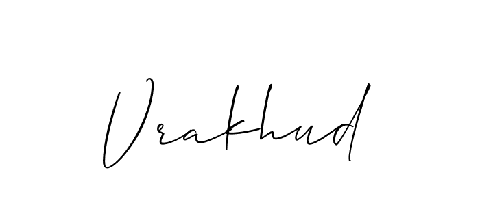 How to make Vrakhud name signature. Use Allison_Script style for creating short signs online. This is the latest handwritten sign. Vrakhud signature style 2 images and pictures png