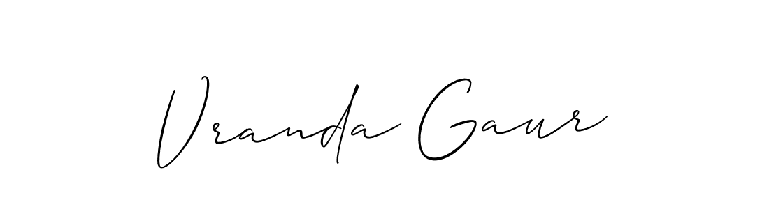 How to make Vranda Gaur name signature. Use Allison_Script style for creating short signs online. This is the latest handwritten sign. Vranda Gaur signature style 2 images and pictures png