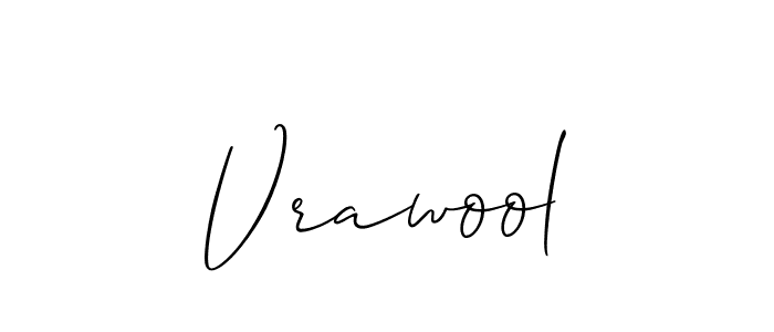 Use a signature maker to create a handwritten signature online. With this signature software, you can design (Allison_Script) your own signature for name Vrawool. Vrawool signature style 2 images and pictures png