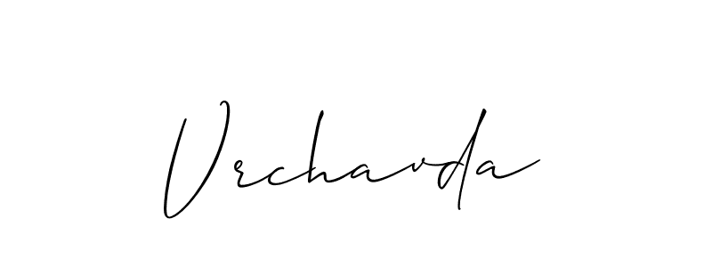 Vrchavda stylish signature style. Best Handwritten Sign (Allison_Script) for my name. Handwritten Signature Collection Ideas for my name Vrchavda. Vrchavda signature style 2 images and pictures png