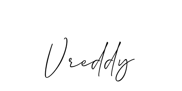 The best way (Allison_Script) to make a short signature is to pick only two or three words in your name. The name Vreddy include a total of six letters. For converting this name. Vreddy signature style 2 images and pictures png