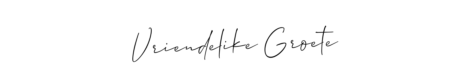 Best and Professional Signature Style for Vriendelike Groete. Allison_Script Best Signature Style Collection. Vriendelike Groete signature style 2 images and pictures png