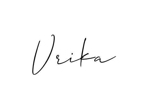 It looks lik you need a new signature style for name Vrika. Design unique handwritten (Allison_Script) signature with our free signature maker in just a few clicks. Vrika signature style 2 images and pictures png