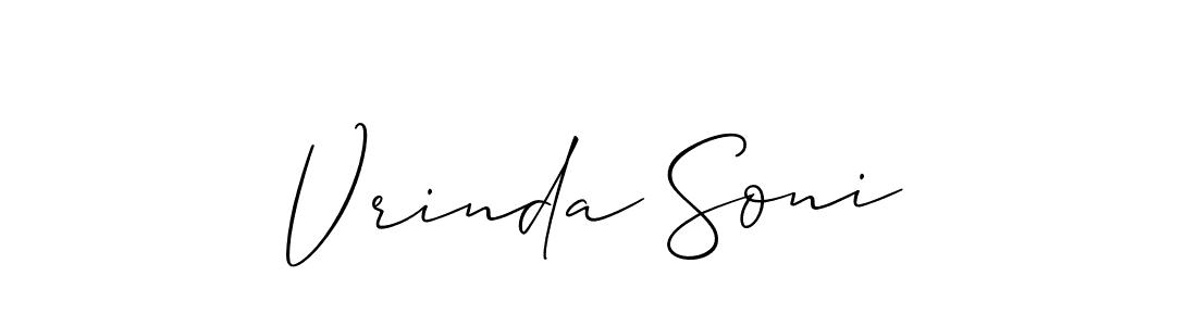 Use a signature maker to create a handwritten signature online. With this signature software, you can design (Allison_Script) your own signature for name Vrinda Soni. Vrinda Soni signature style 2 images and pictures png