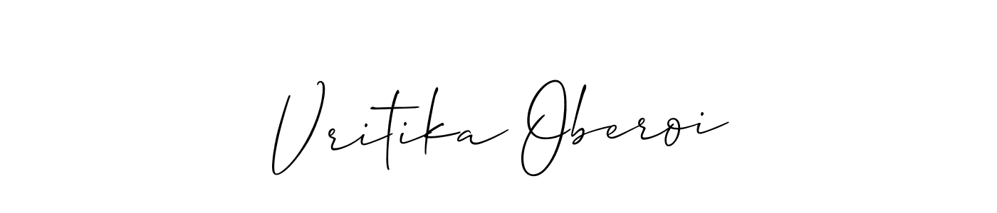 Make a short Vritika Oberoi signature style. Manage your documents anywhere anytime using Allison_Script. Create and add eSignatures, submit forms, share and send files easily. Vritika Oberoi signature style 2 images and pictures png