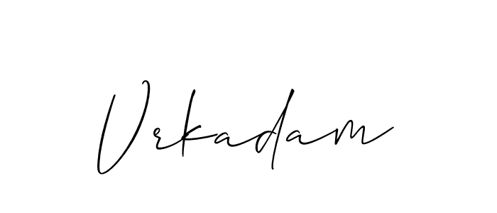 The best way (Allison_Script) to make a short signature is to pick only two or three words in your name. The name Vrkadam include a total of six letters. For converting this name. Vrkadam signature style 2 images and pictures png