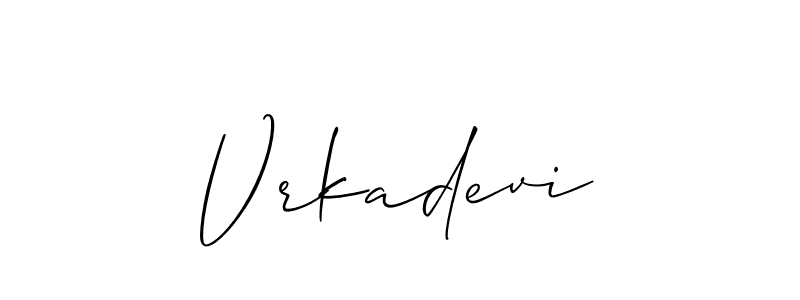 The best way (Allison_Script) to make a short signature is to pick only two or three words in your name. The name Vrkadevi include a total of six letters. For converting this name. Vrkadevi signature style 2 images and pictures png