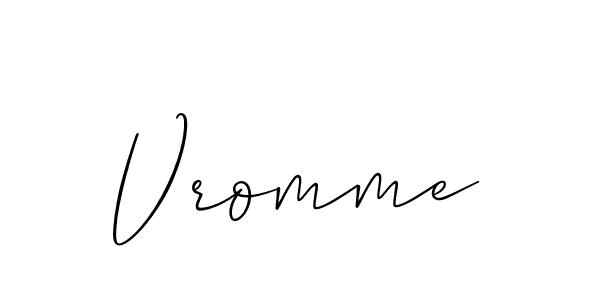 Use a signature maker to create a handwritten signature online. With this signature software, you can design (Allison_Script) your own signature for name Vromme. Vromme signature style 2 images and pictures png