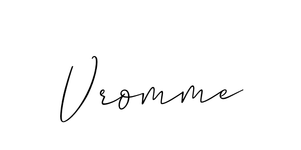 Use a signature maker to create a handwritten signature online. With this signature software, you can design (Allison_Script) your own signature for name Vromme. Vromme signature style 2 images and pictures png