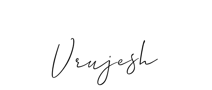 Allison_Script is a professional signature style that is perfect for those who want to add a touch of class to their signature. It is also a great choice for those who want to make their signature more unique. Get Vrujesh name to fancy signature for free. Vrujesh signature style 2 images and pictures png