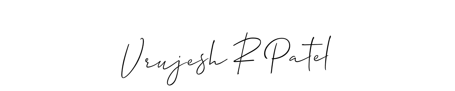How to make Vrujesh R Patel signature? Allison_Script is a professional autograph style. Create handwritten signature for Vrujesh R Patel name. Vrujesh R Patel signature style 2 images and pictures png
