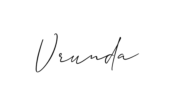 Similarly Allison_Script is the best handwritten signature design. Signature creator online .You can use it as an online autograph creator for name Vrunda. Vrunda signature style 2 images and pictures png