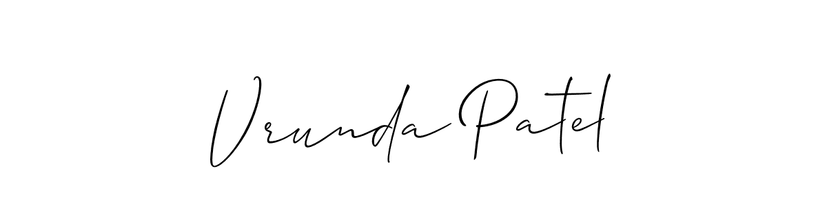 Similarly Allison_Script is the best handwritten signature design. Signature creator online .You can use it as an online autograph creator for name Vrunda Patel. Vrunda Patel signature style 2 images and pictures png
